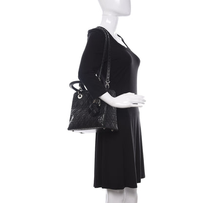 Christian Dior Lambskin Cannage Bow Medium Lady Dior Black 2 of 16