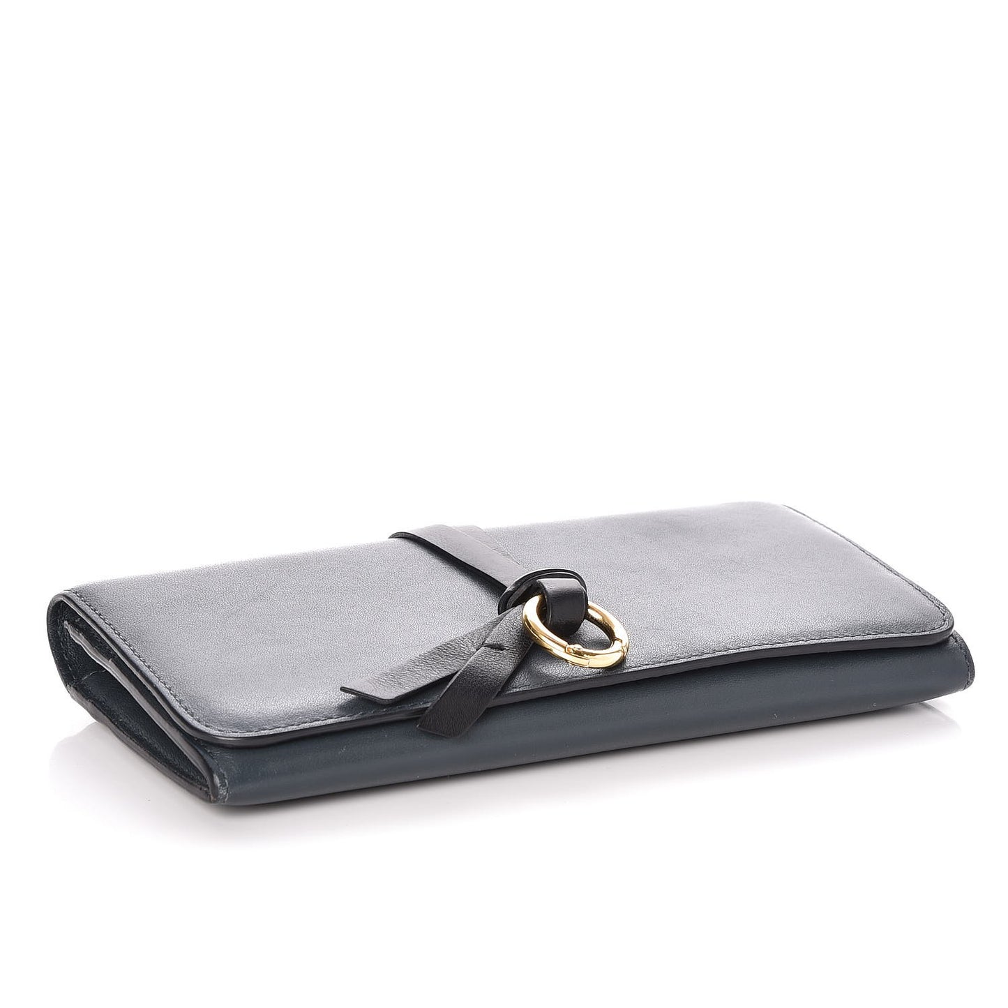 Calfskin Alphabet Long Wallet Silver Blue
