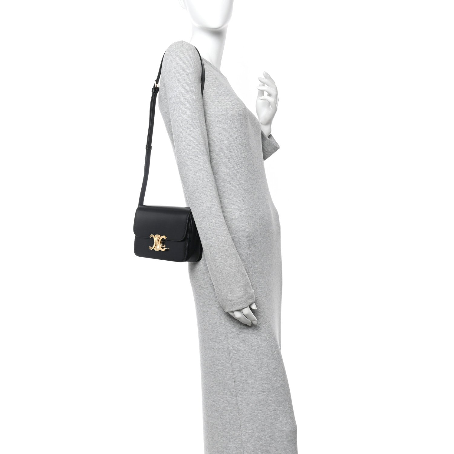 Celine Shiny Calfskin Teen Triomphe Black 2 of 10