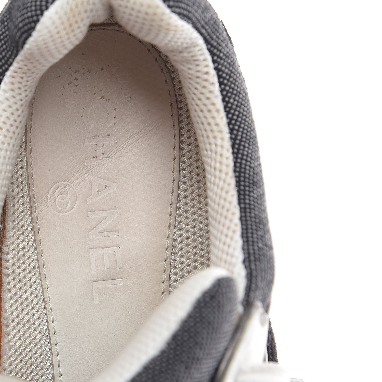 Chanel Suede Calfskin CC Sneakers 38.5 Grey 10 of 15