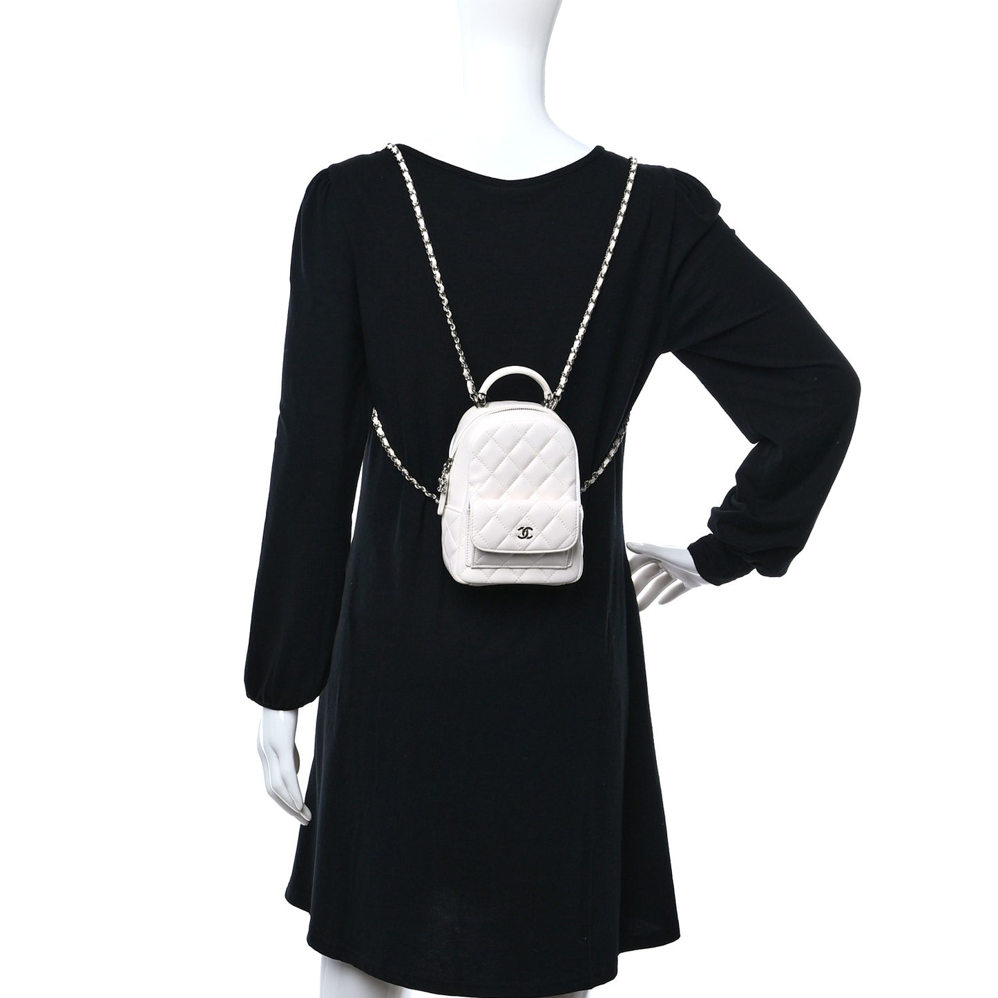 Caviar Quilted CC Mini Classic Backpack White