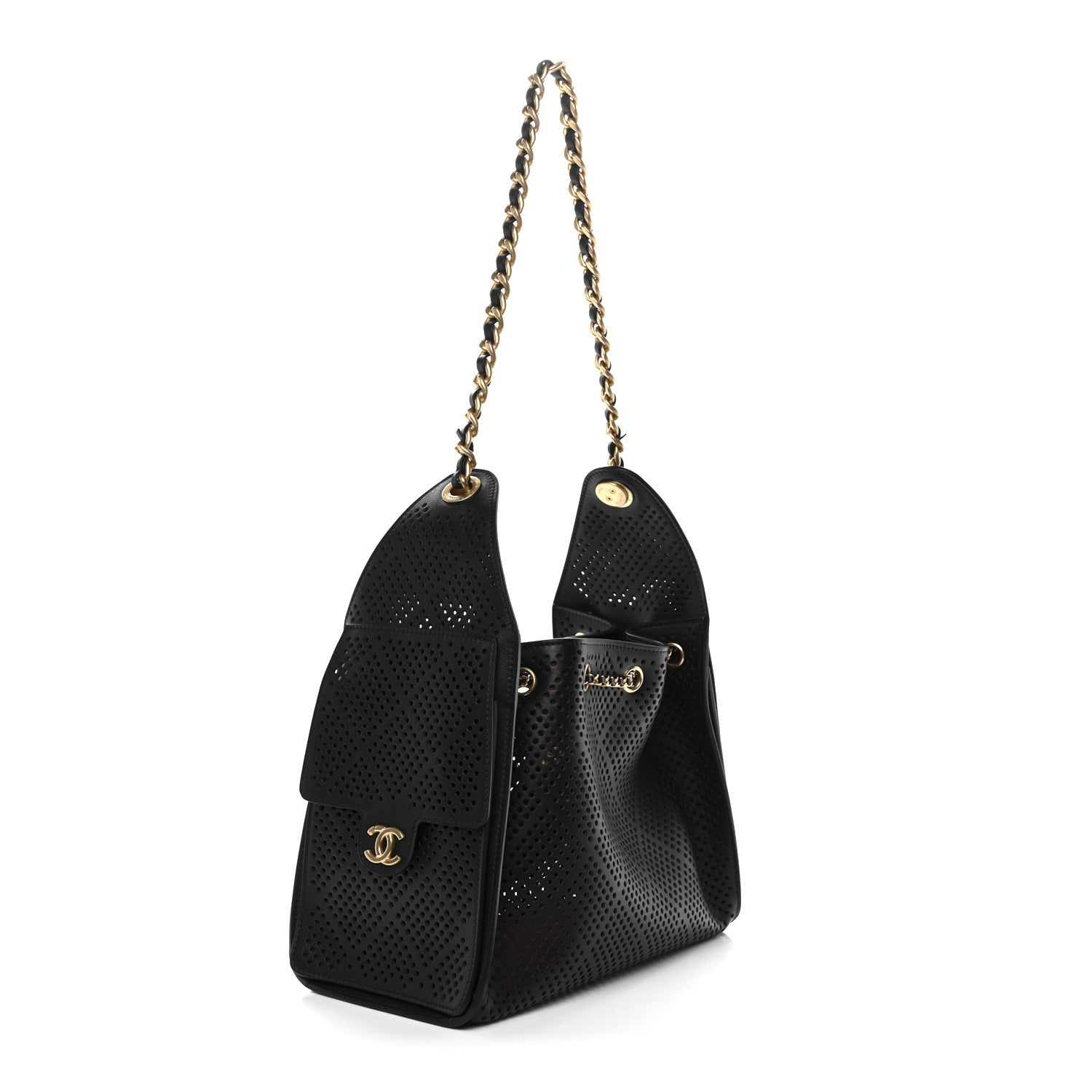 Chanel Perforated Calfskin Quilted Small Chanel 25 Handbag Black 3 of 11