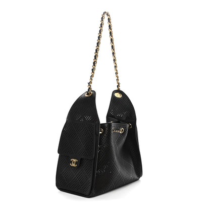 Chanel Perforated Calfskin Quilted Small Chanel 25 Handbag Black 3 of 11