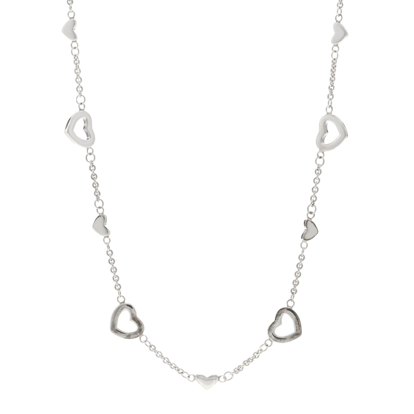 Sterling Silver Open Heart Station Necklace