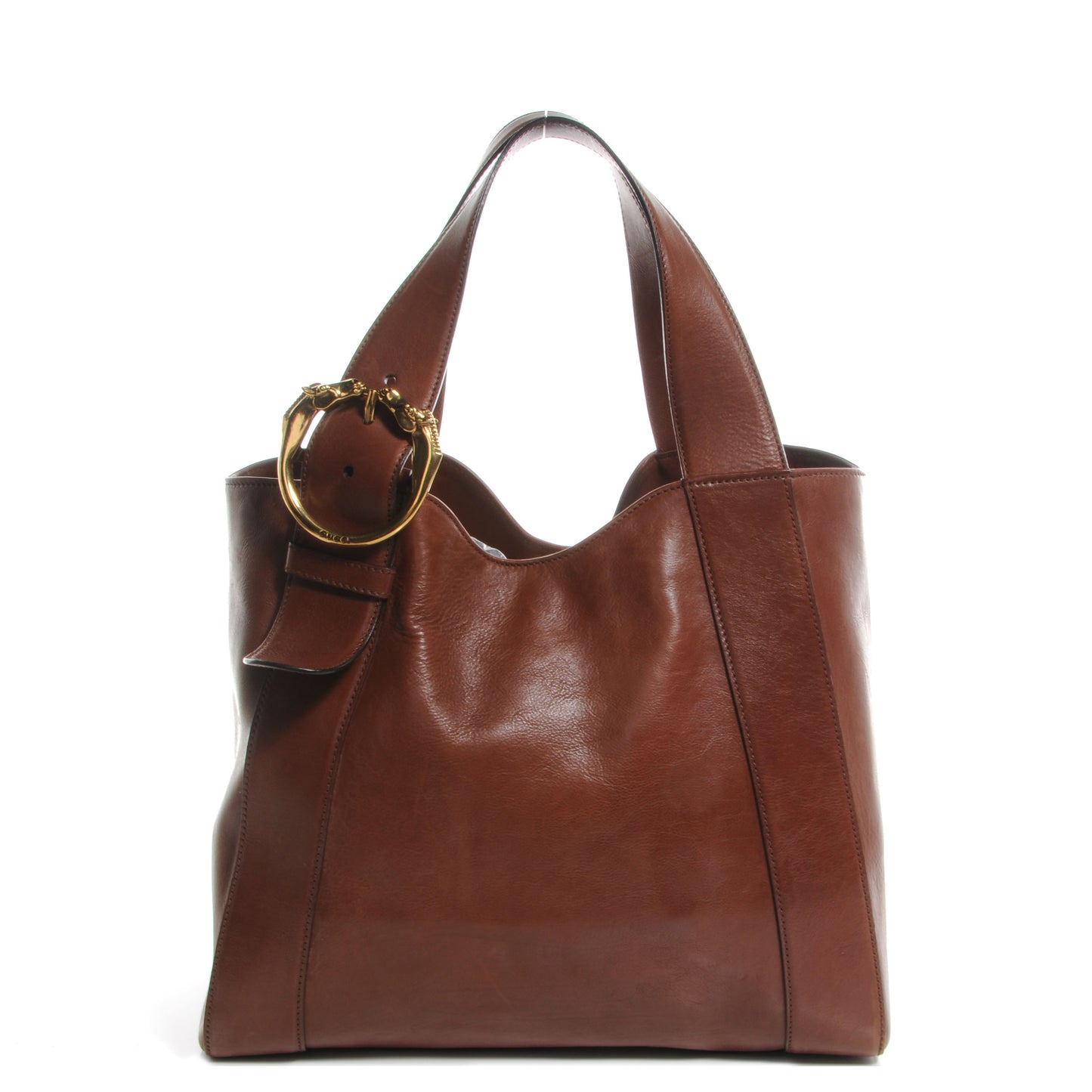 Washed Calfskin Horse-Heads Medium Ribot Tote Brown