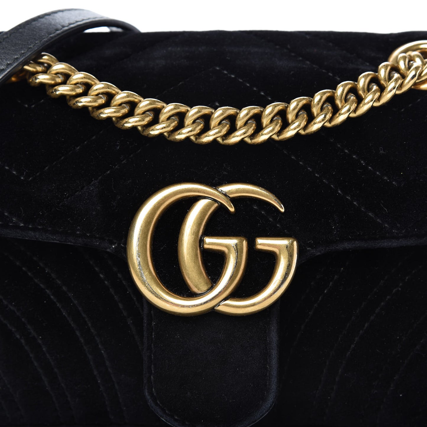 Velvet Matelasse Mini GG Marmont Shoulder Bag Black