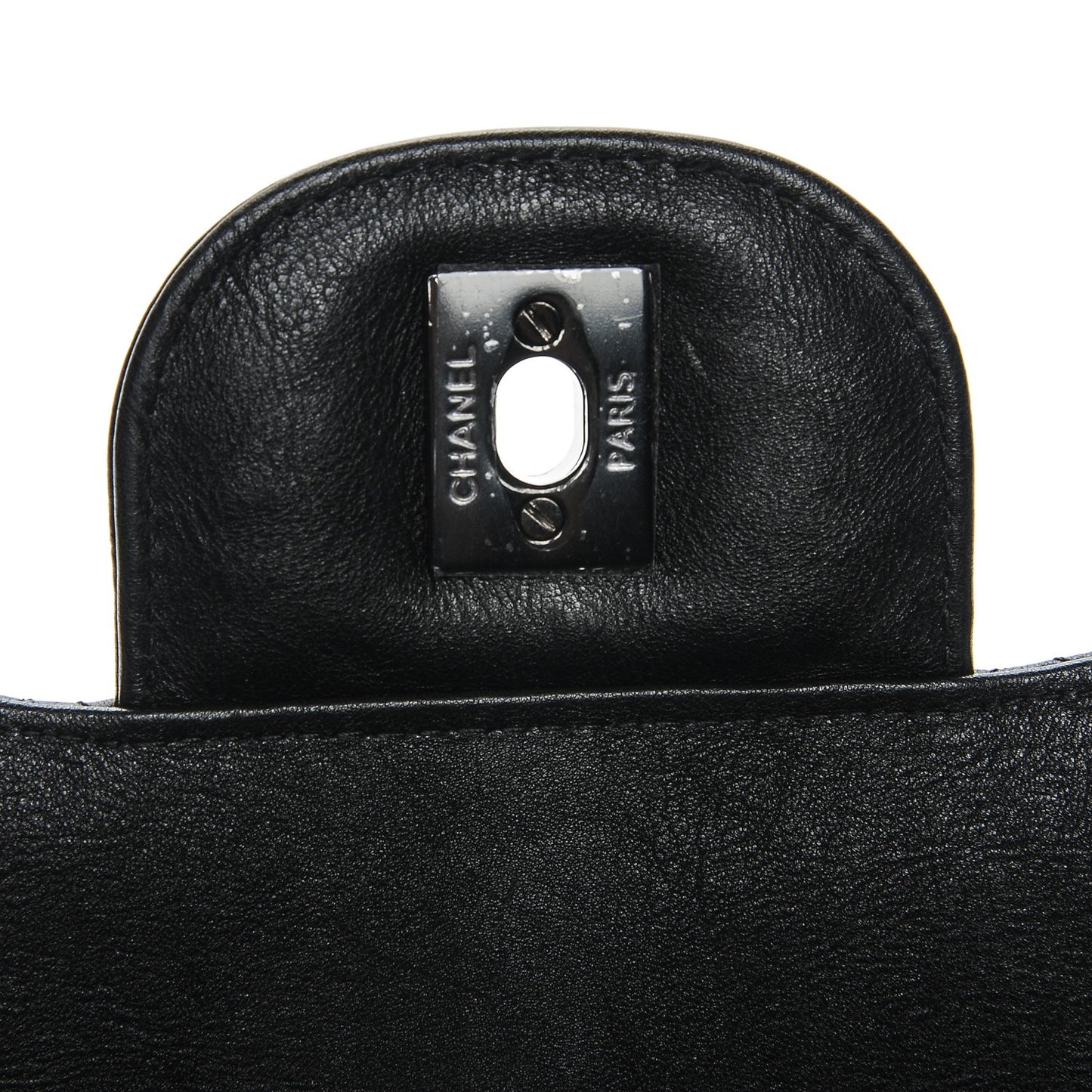 Crumpled Calfskin Quilted Jumbo Double Flap So Black