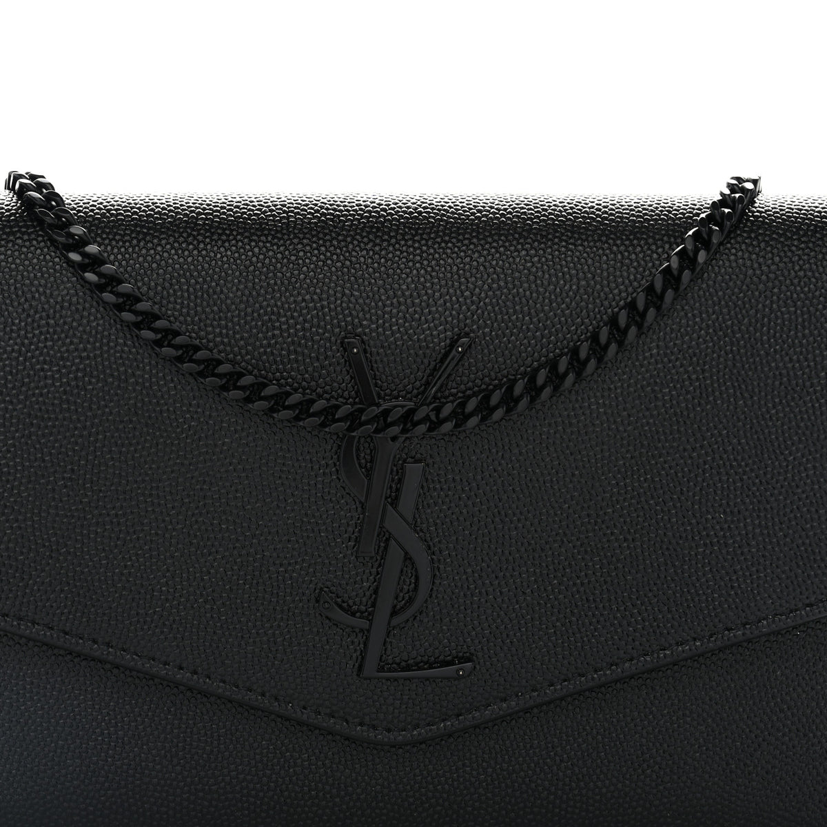 Saint Laurent Grain De Poudre Monochrome Uptown Chain Wallet Black 8 of 11