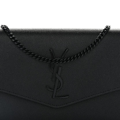 Saint Laurent Grain De Poudre Monochrome Uptown Chain Wallet Black 8 of 11