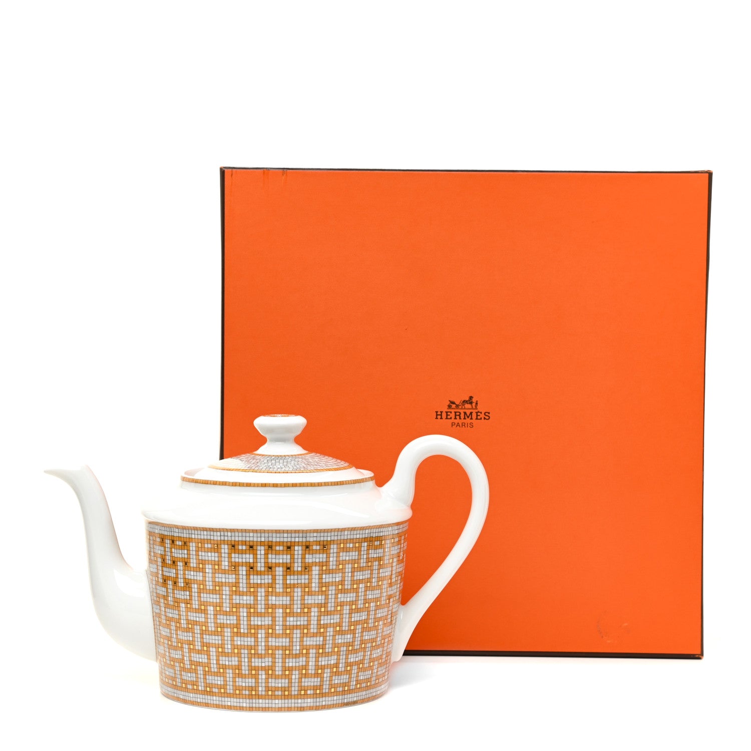 Hermes Porcelain 24 Gold Mosaique Teapot 6 of 6