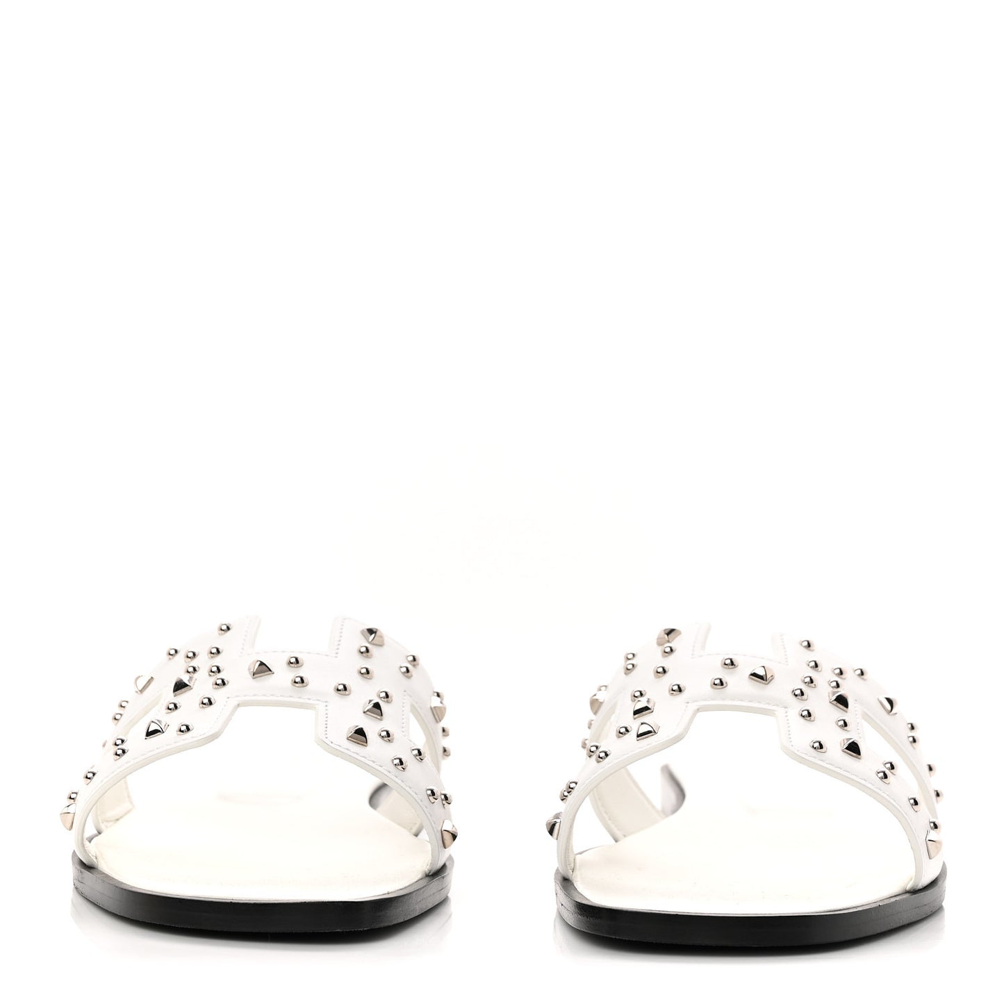Calfskin Studded Oran Sandals 37.5 White