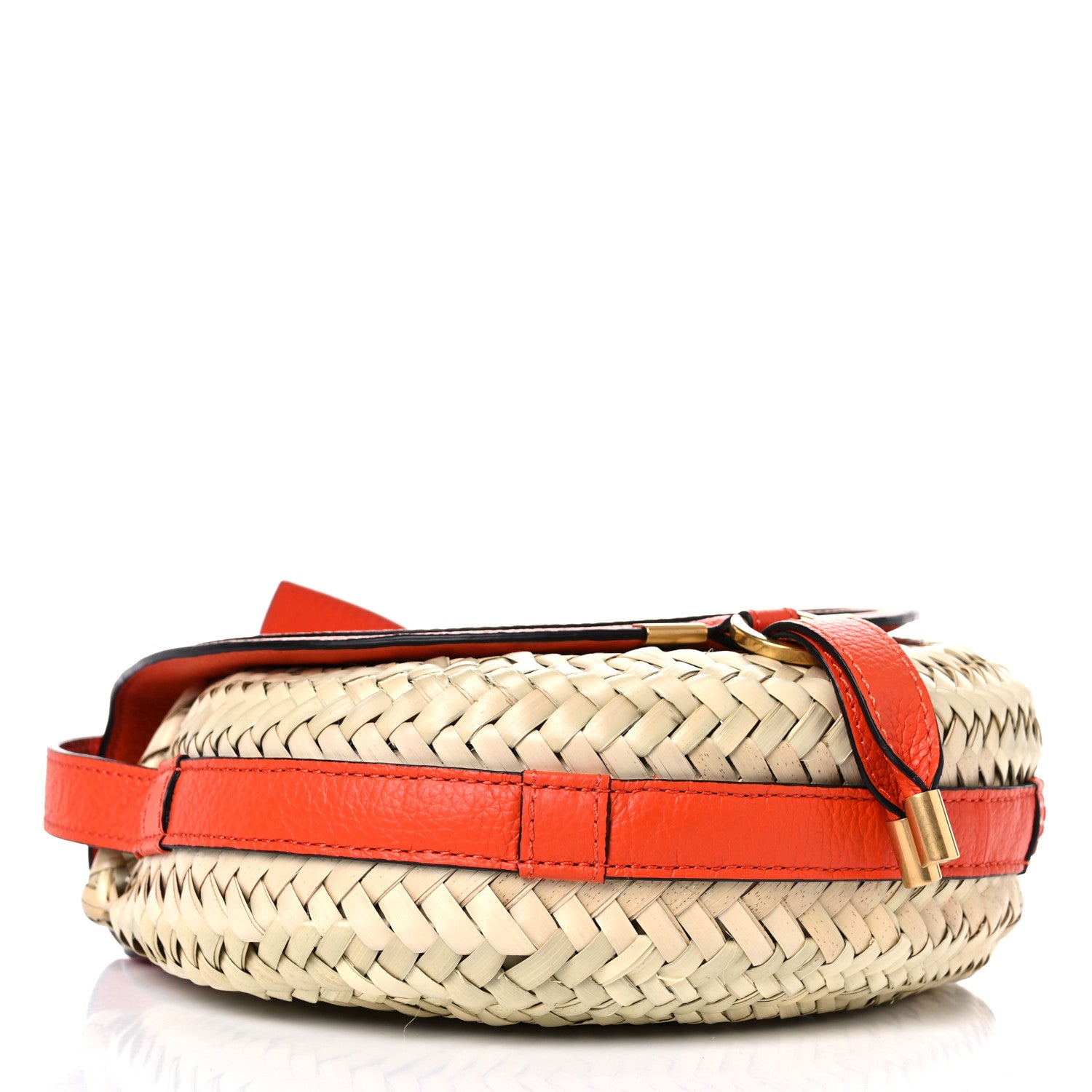 Chloe Raffia Calfskin Marcie Basket Small Marcie Round Crossbody Bag Orange Fizz 4 of 9