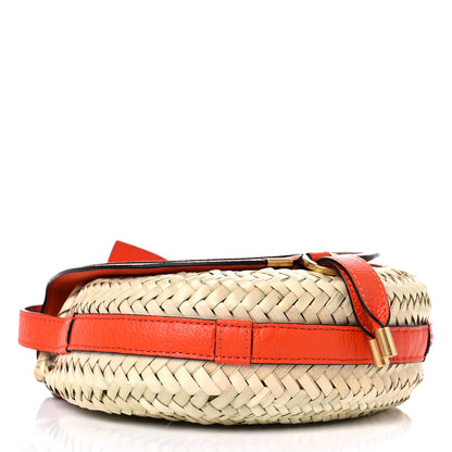 Chloe Raffia Calfskin Marcie Basket Small Marcie Round Crossbody Bag Orange Fizz 4 of 9