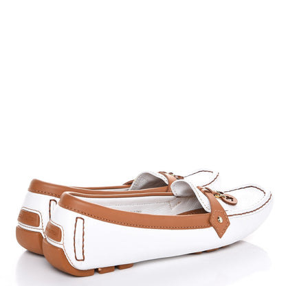 Louis Vuitton Calfskin Fleur Oxford Loafers 40 Cognac White White 4 of 13