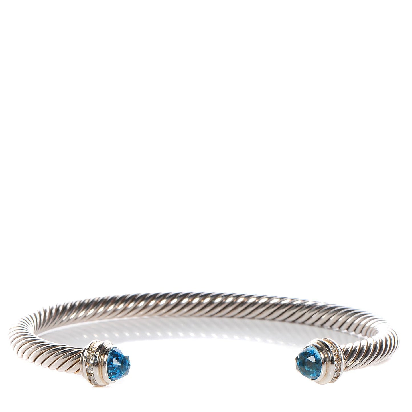 Sterling Silver Diamond Blue Topaz 5mm Cable Classics Bracelet