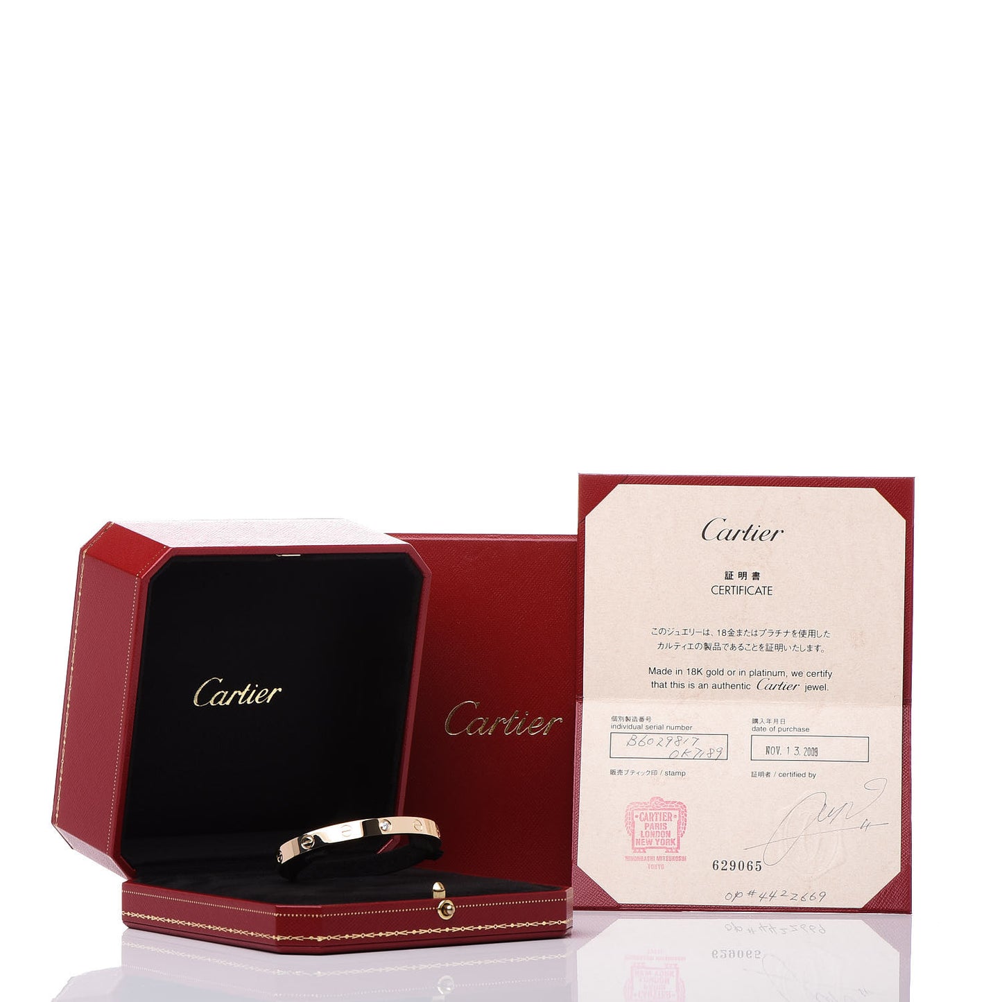 18K Yellow Gold 1 Diamond LOVE Cuff Bracelet 17