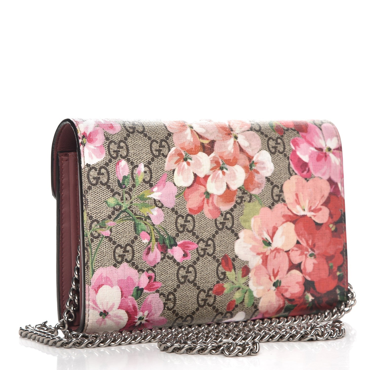 Gucci GG Supreme Monogram Blooms Mini Dionysus Chain Wallet Beige Multicolor Dry Rose 3 of 8