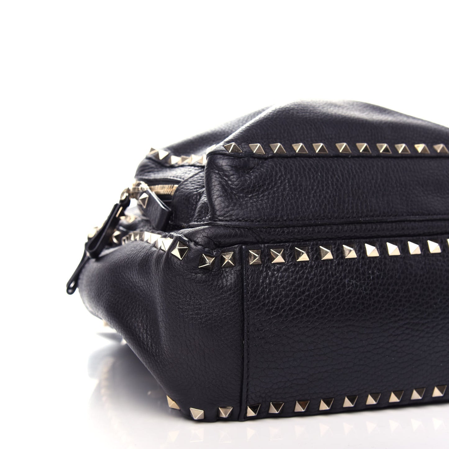 Grained Calfskin Medium Rockstud Backpack Black