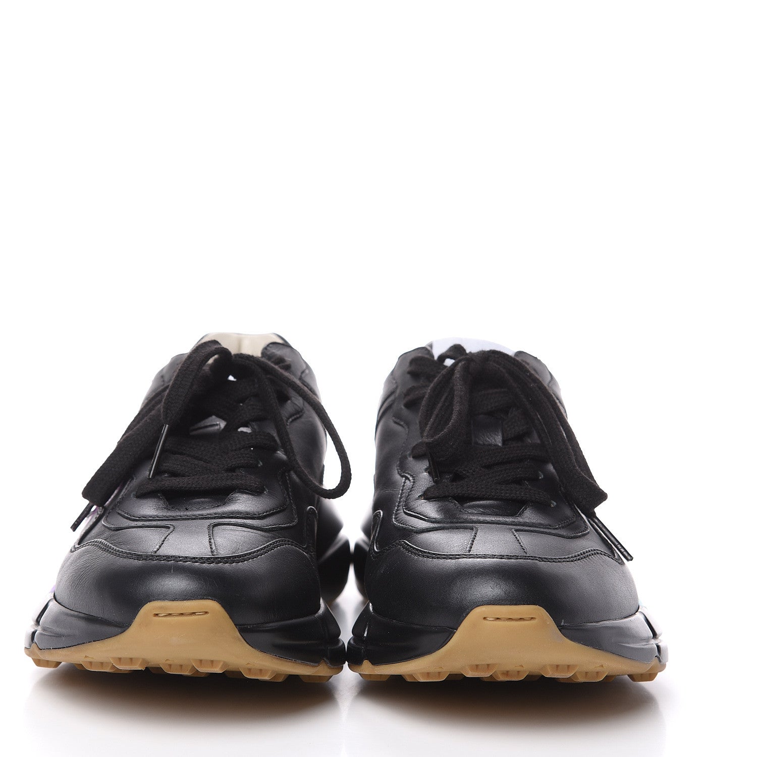 Gucci Calfskin Iridescent Logo Womens Rhyton Sneakers 39 Black 2 of 10