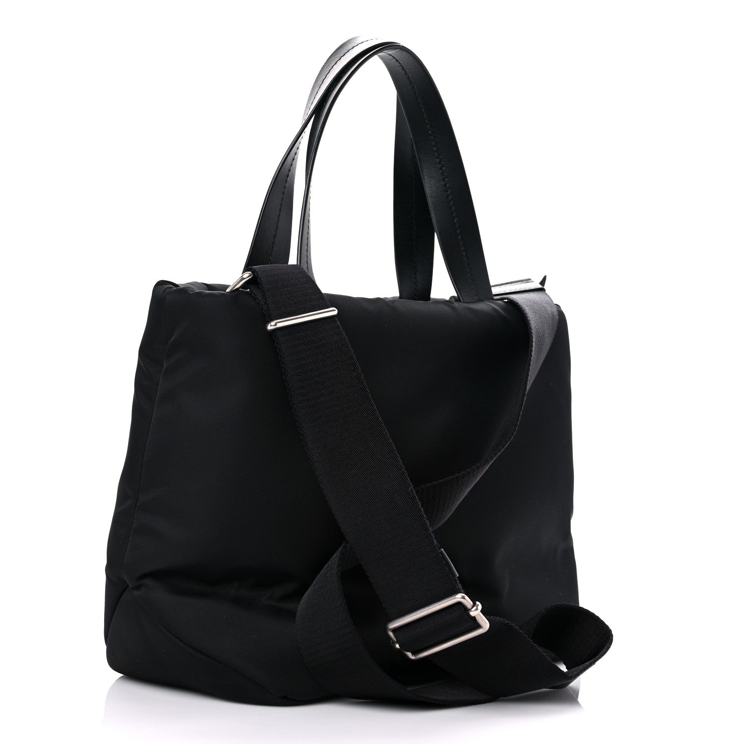 Prada Tessuto Nylon Soft Padded Small Shopping Tote Black 2 of 8