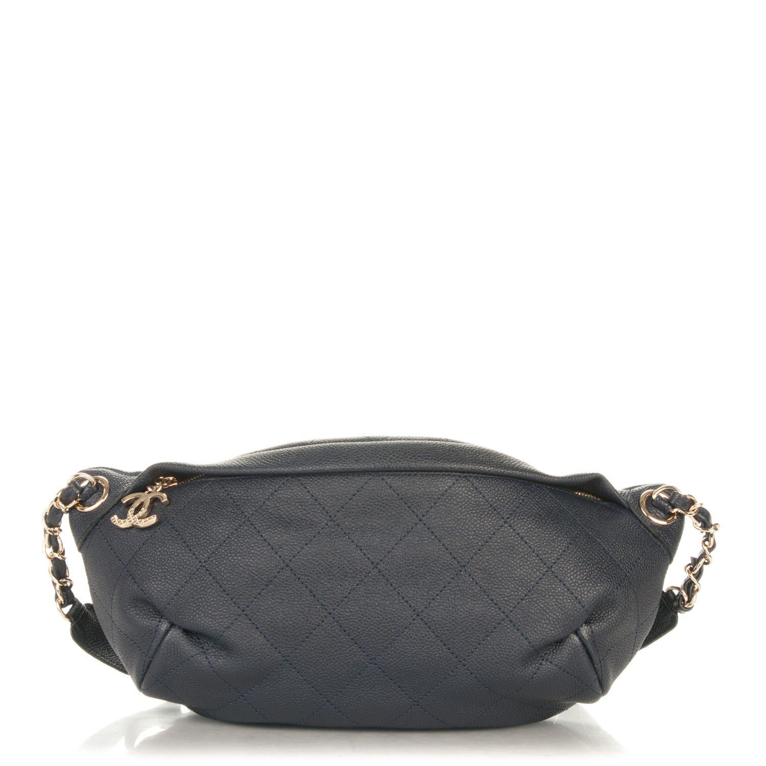 Chanel Caviar Stitched Zip and Carry Fanny Pack Navy Blue 1 of 7