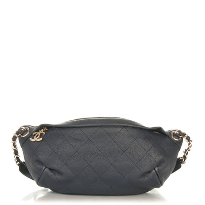 Chanel Caviar Stitched Zip and Carry Fanny Pack Navy Blue 1 of 7