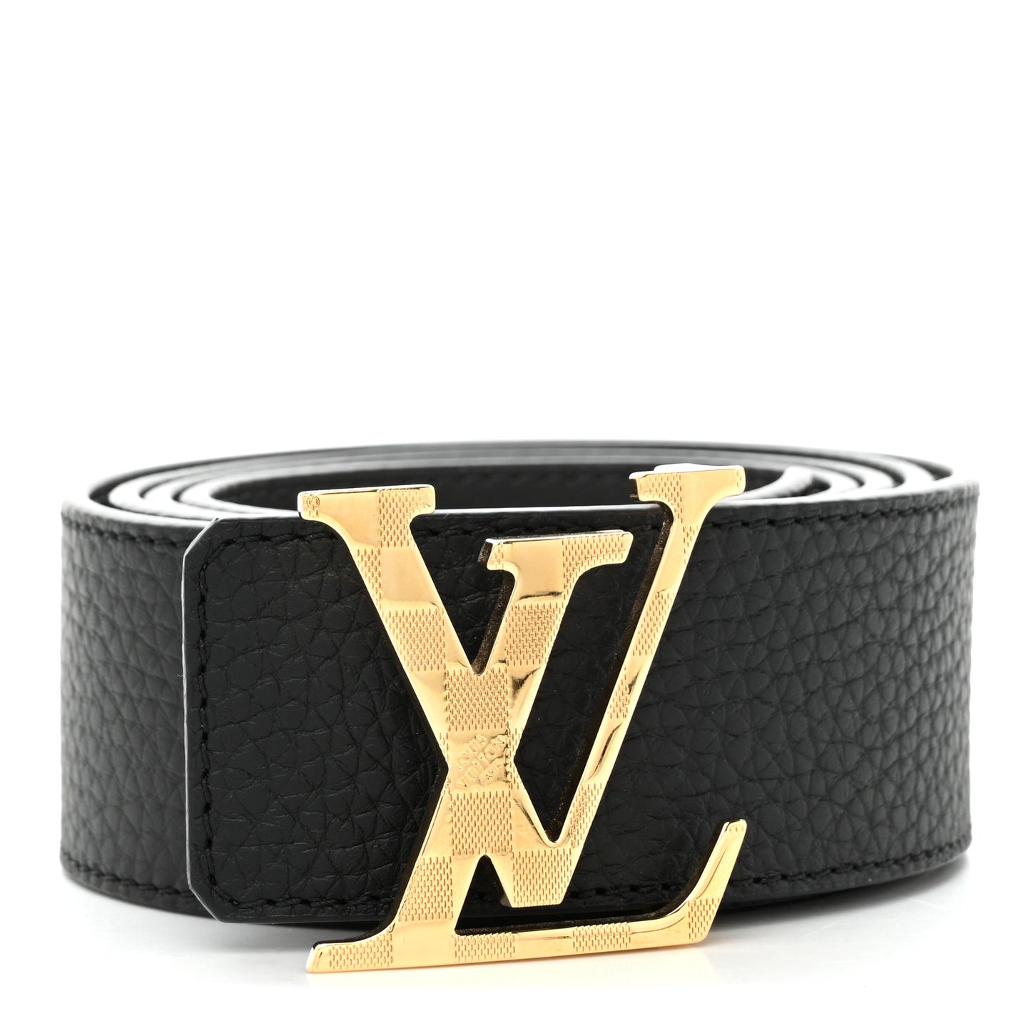 Calfskin 40mm Damier LV Initiales Reversible Belt 95 38 Gray Black