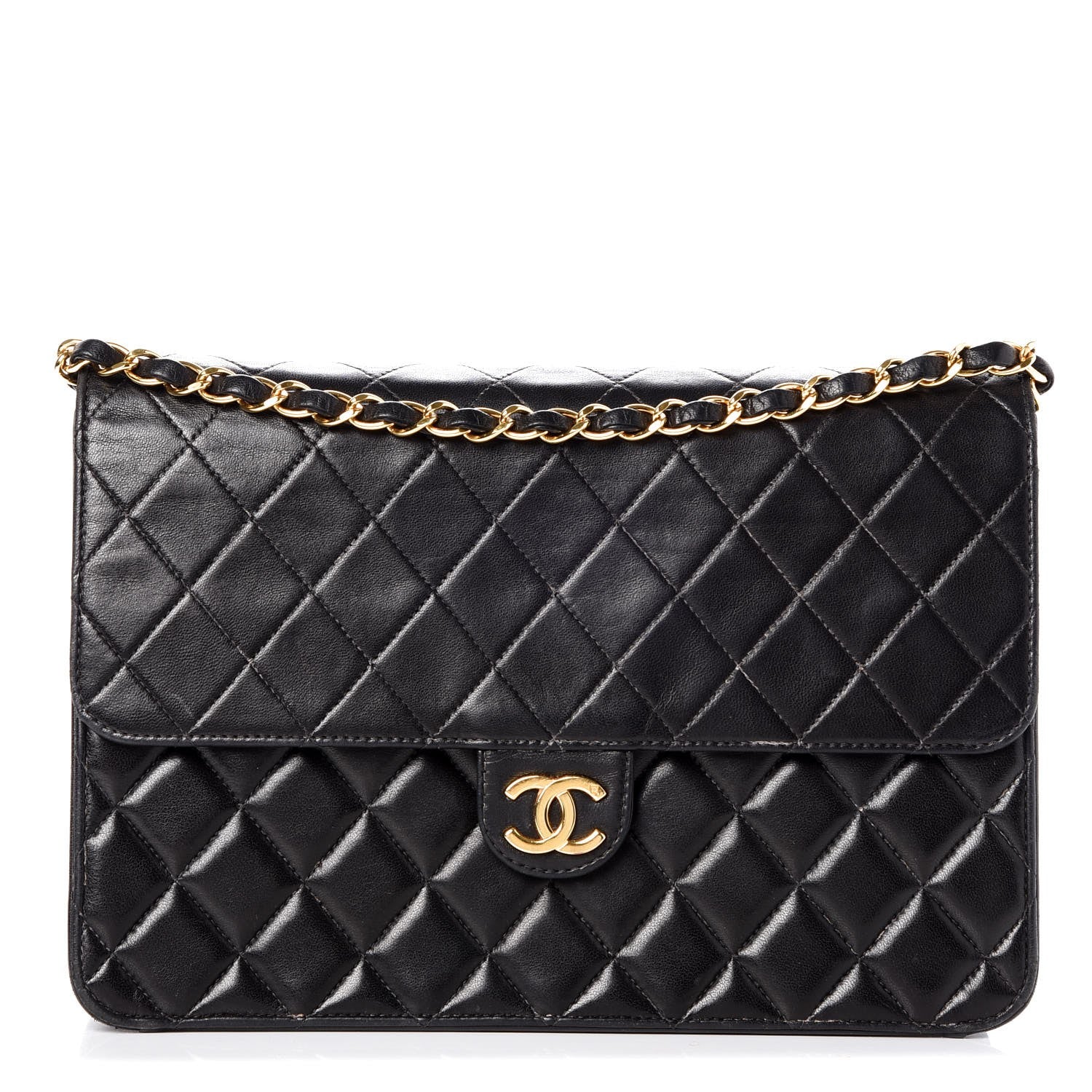 Chanel Lambskin Quilted Medium Single Flap Black 1 of 14