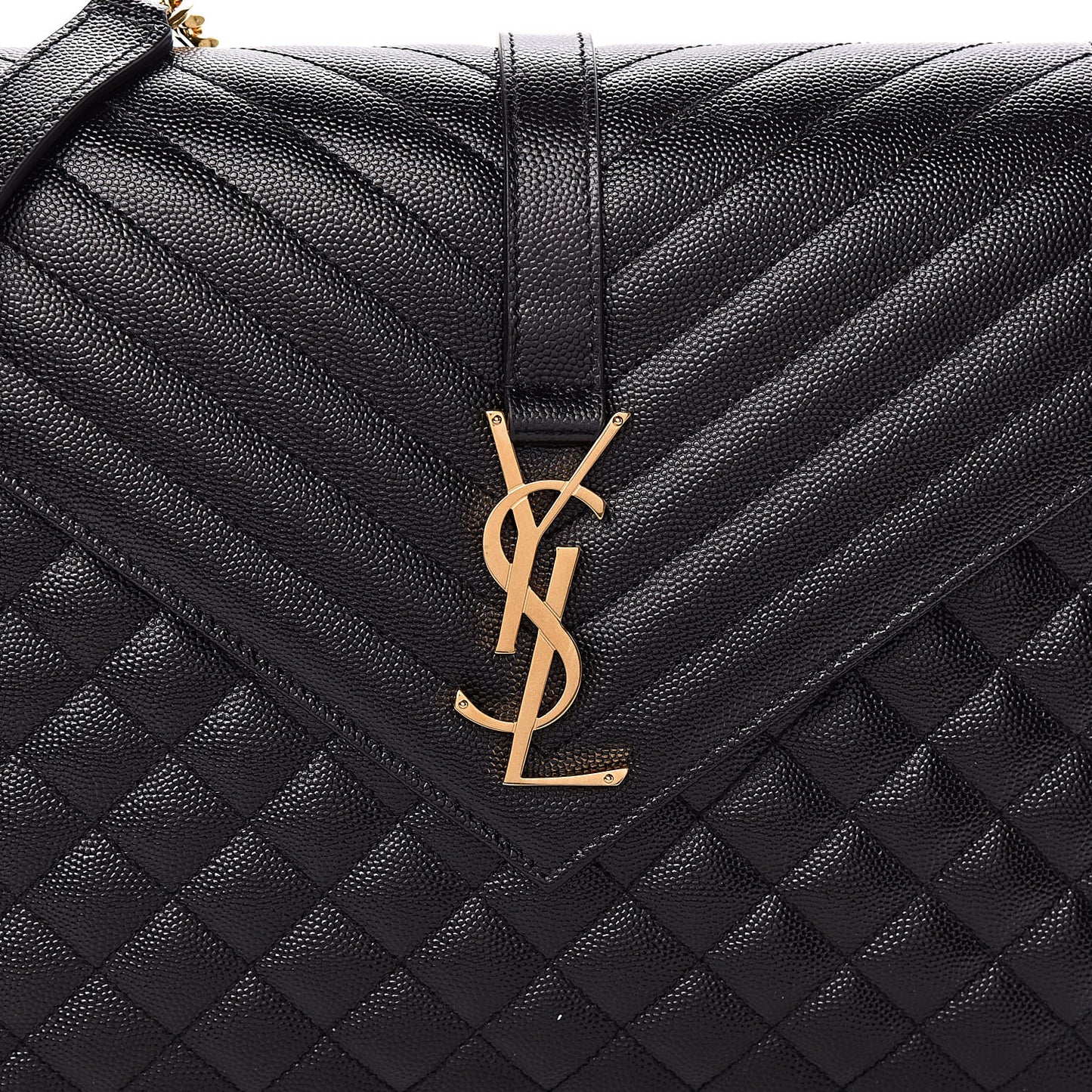 Grain De Poudre Textured Mixed Matelasse Large Triquilt Monogram Satchel Black