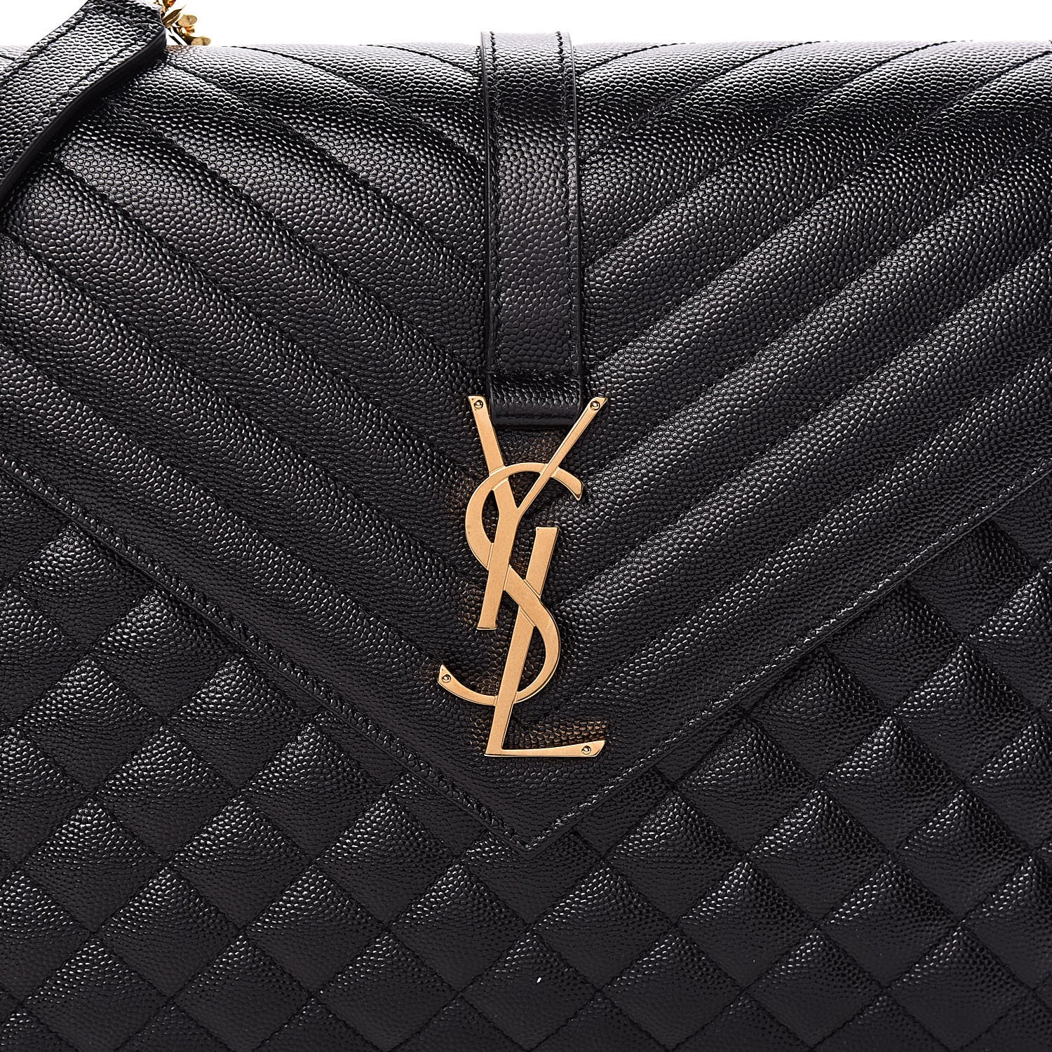 Saint Laurent Grain De Poudre Textured Mixed Matelasse Large Triquilt Monogram Satchel Black 10 of 10