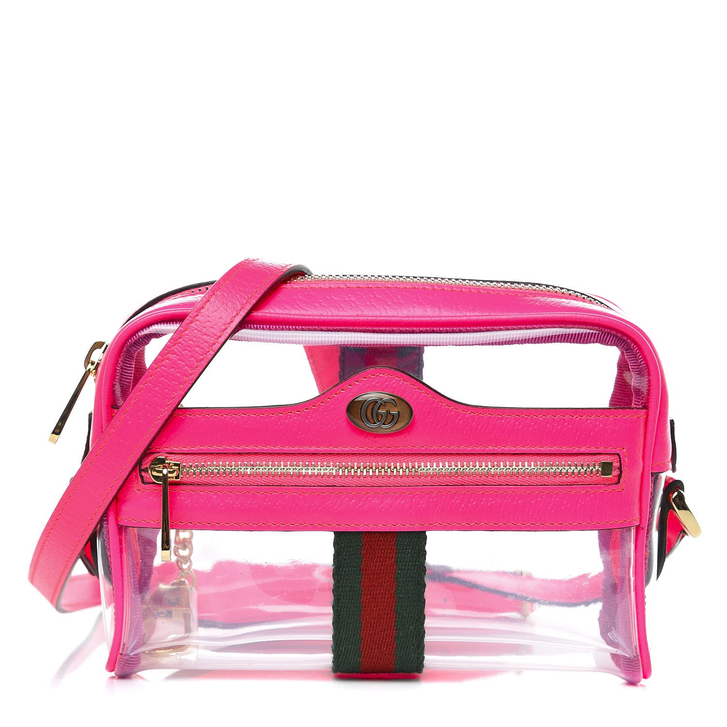 Gucci Vinyl Web Mini Ophidia Transparent Shoulder Bag Fluorescent Fuchsia 1 of 9
