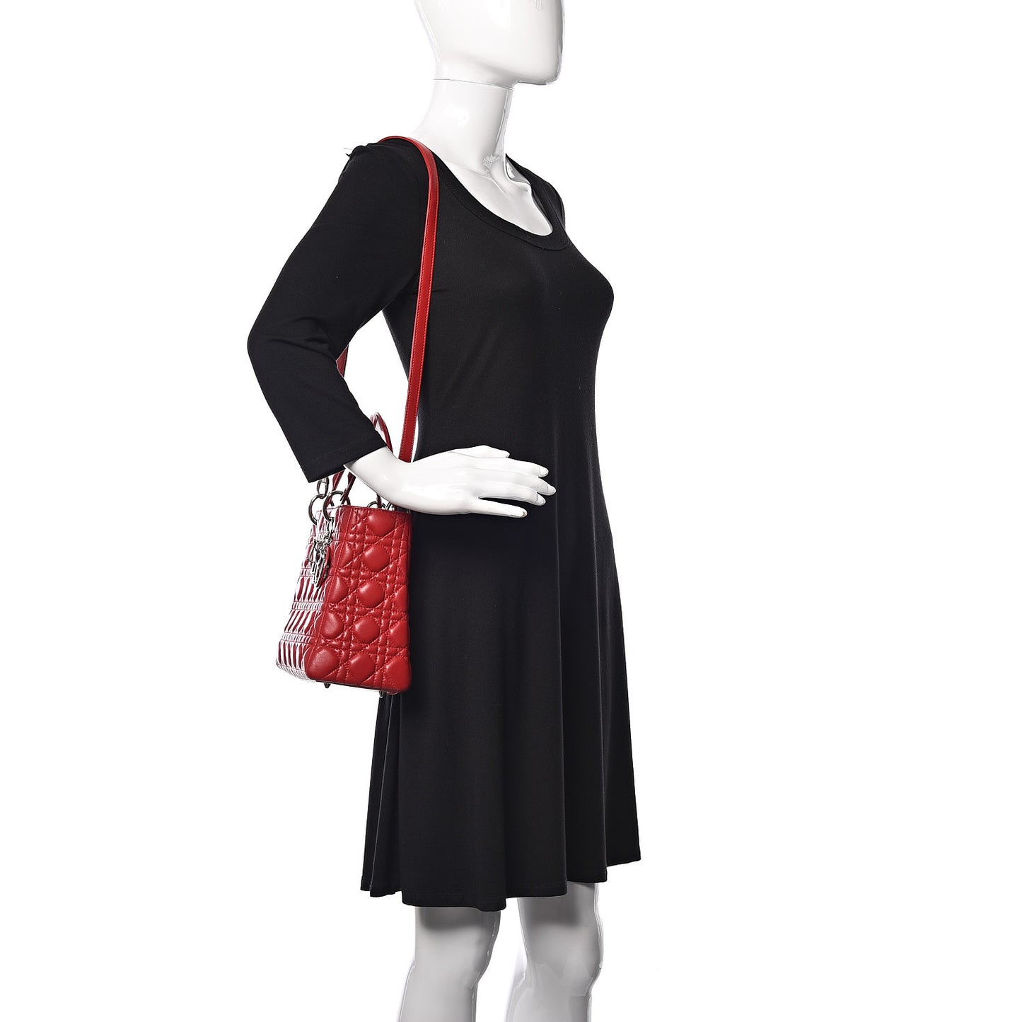 Lambskin Cannage Medium Lady Dior Red