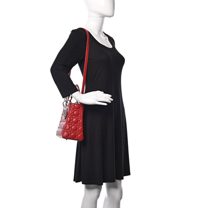 Christian Dior Lambskin Cannage Medium Lady Dior Red 2 of 12
