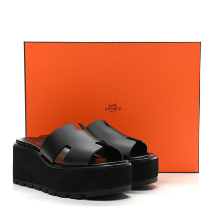Hermes Calfskin Suede Eze 30 Sandals 36 Black 9 of 9