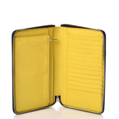 Celine Drummed Calfskin Zip Around Organizer Wallet Black Citron 5 of 15