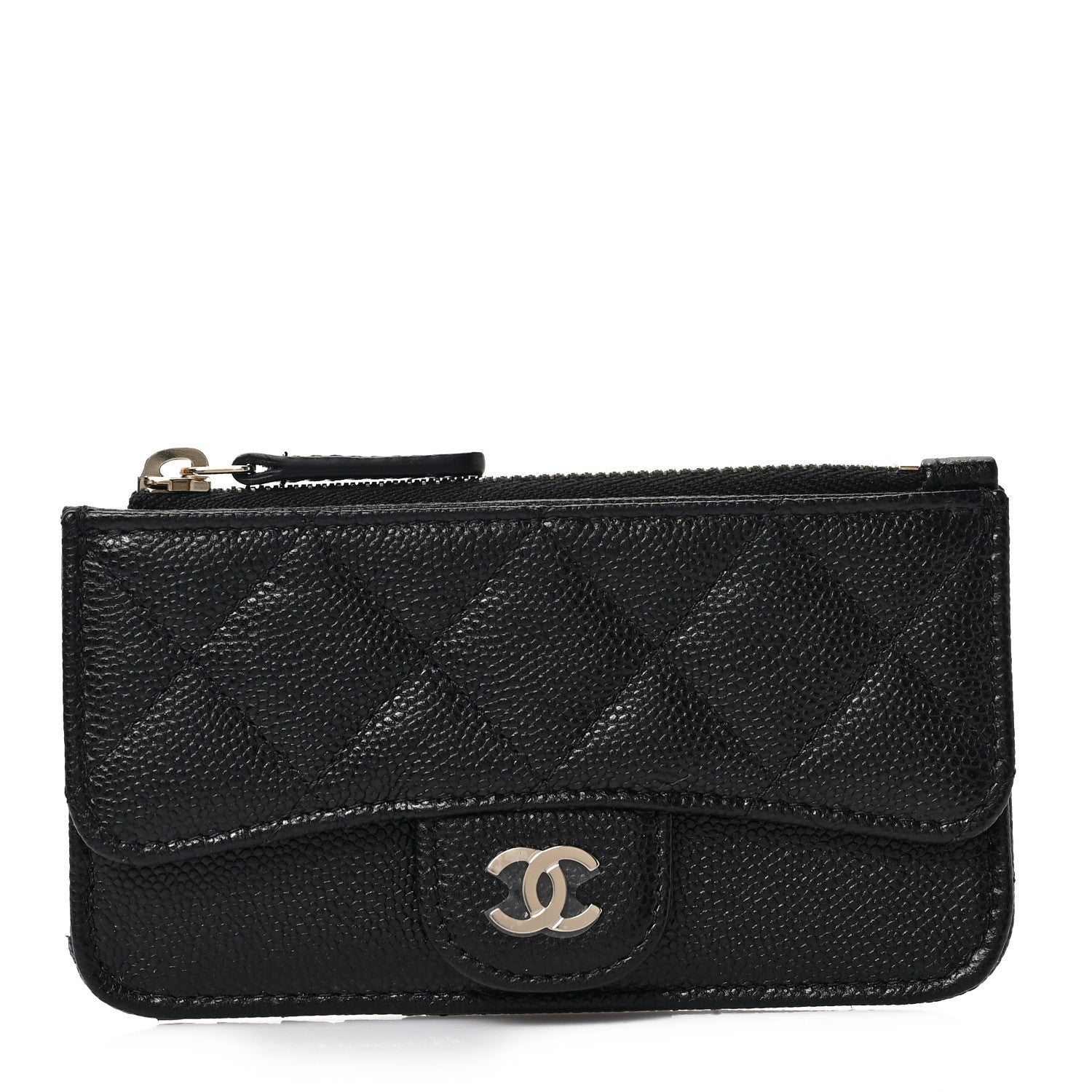 Chanel Caviar Quilted Flap Zip Card Holder Black 1 of 7
