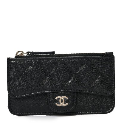 Chanel Caviar Quilted Flap Zip Card Holder Black 1 of 7