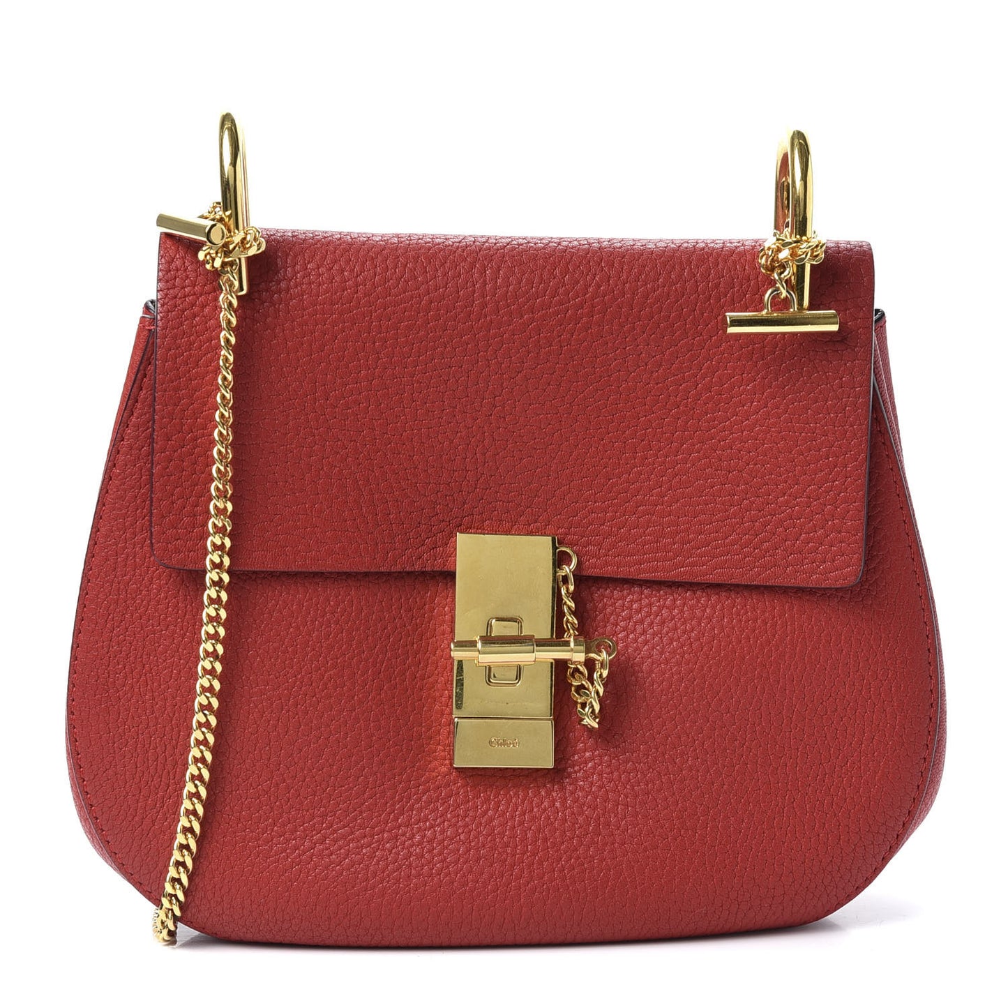 Grained Lambskin Drew Shoulder Bag Plaid Red