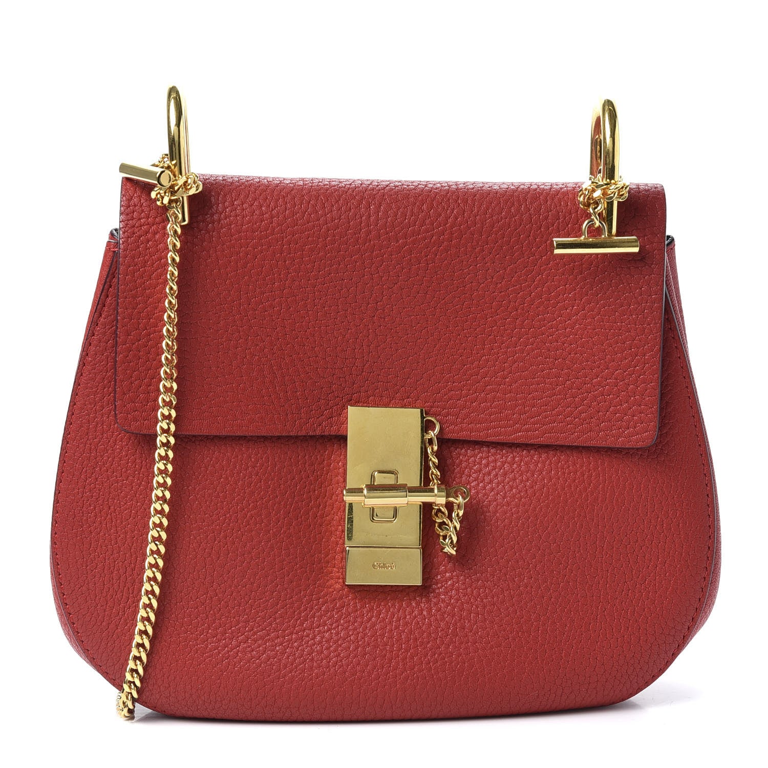 Chloe Grained Lambskin Drew Shoulder Bag Plaid Red 1 of 8