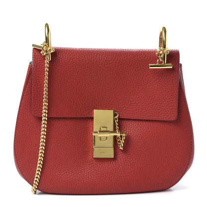 Chloe Grained Lambskin Drew Shoulder Bag Plaid Red 1 of 8