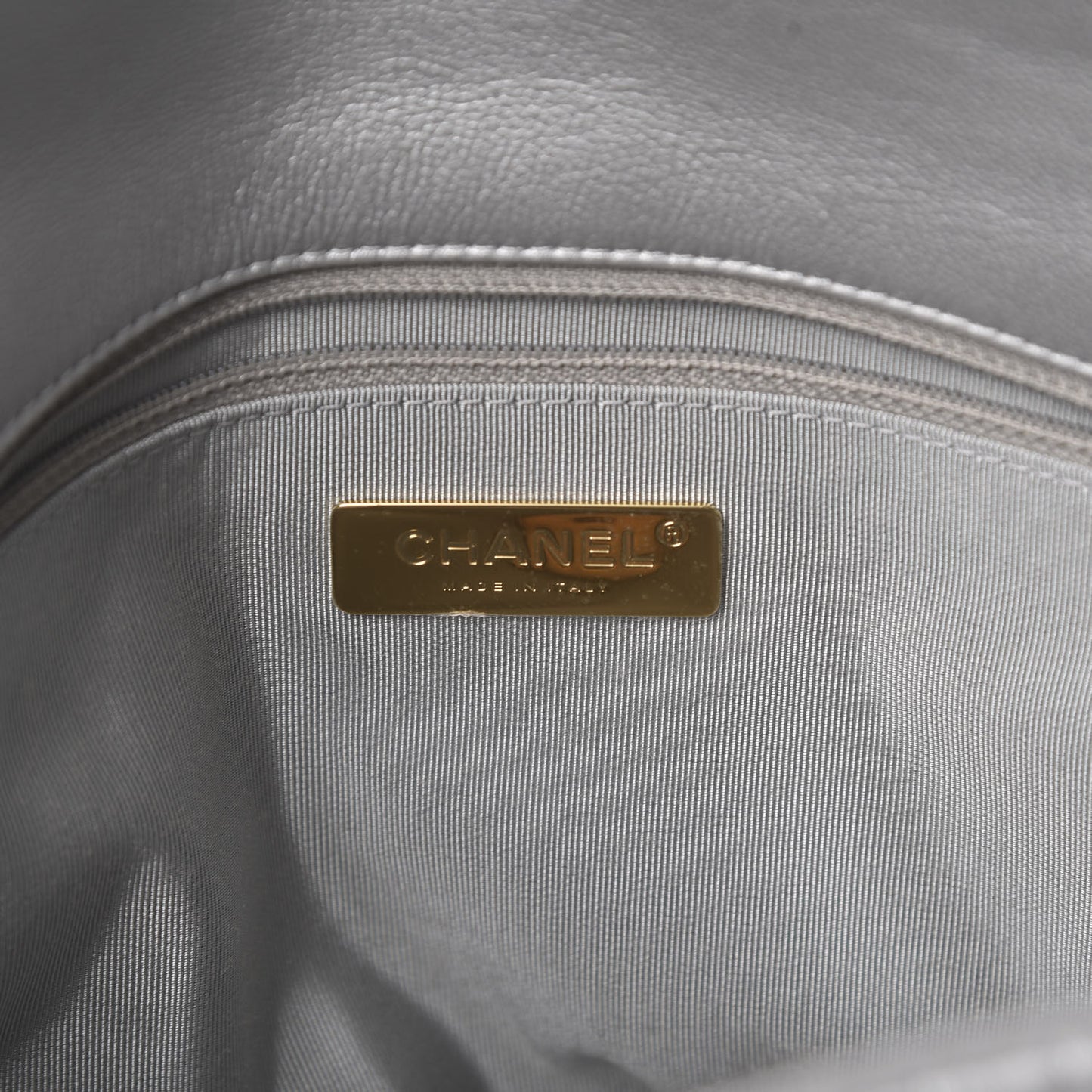 Metallic Goatskin Quilted Large 19 Flap Silver