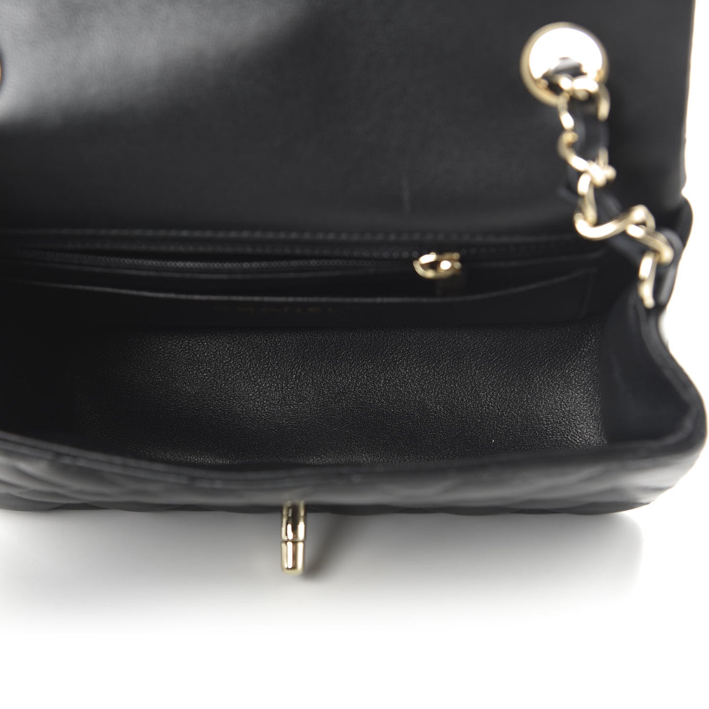 Lambskin Quilted Mini Rectangular Flap Black