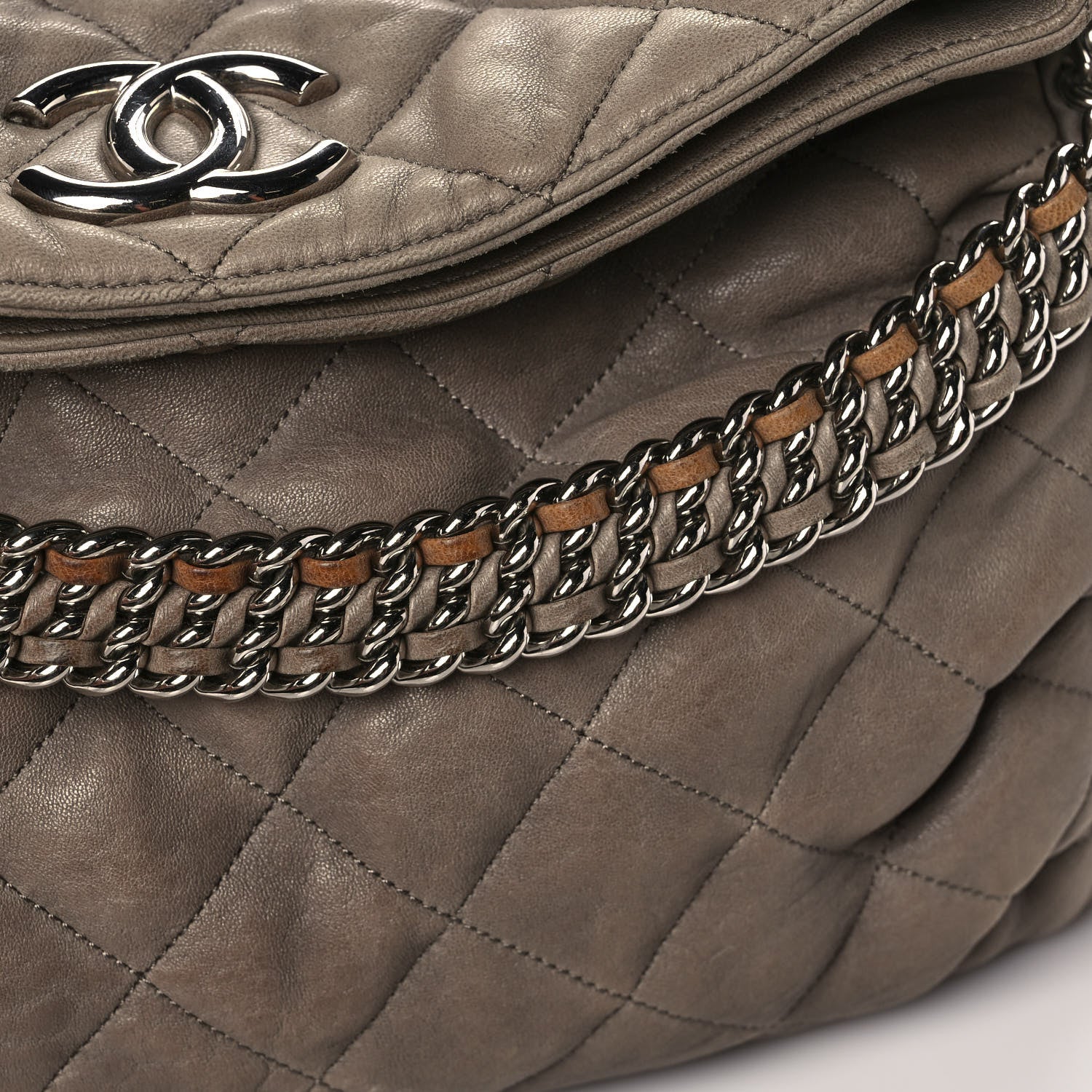 Chanel Washed Lambskin Chain Around Hobo Taupe 11 of 12