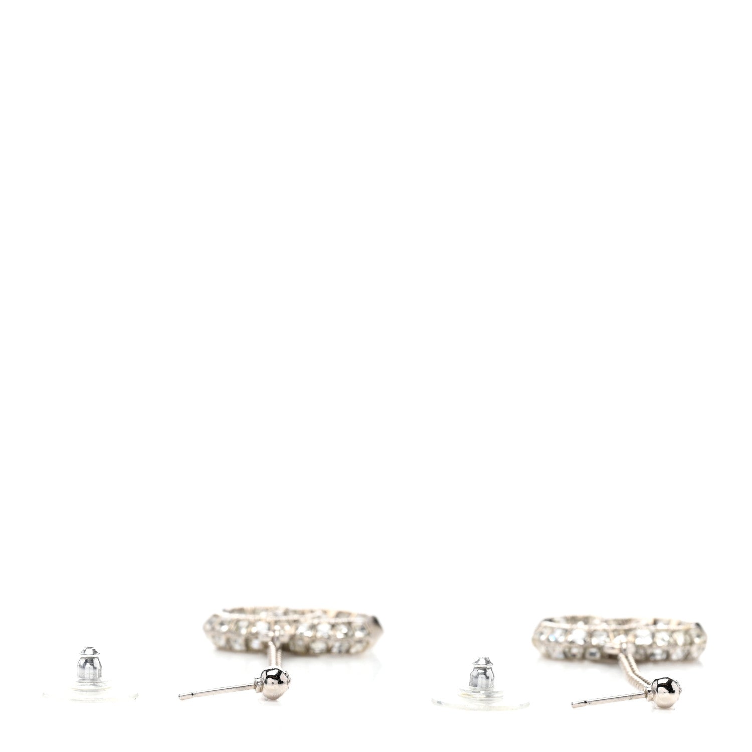 Chanel Baguette Crystal CC Drop Earrings Silver 3 of 4