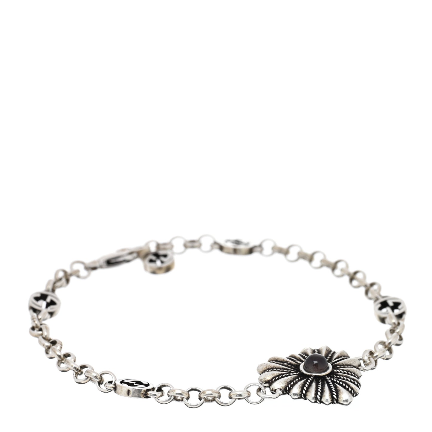 Sterling Silver Black Mother of Pearl Heart Bracelet