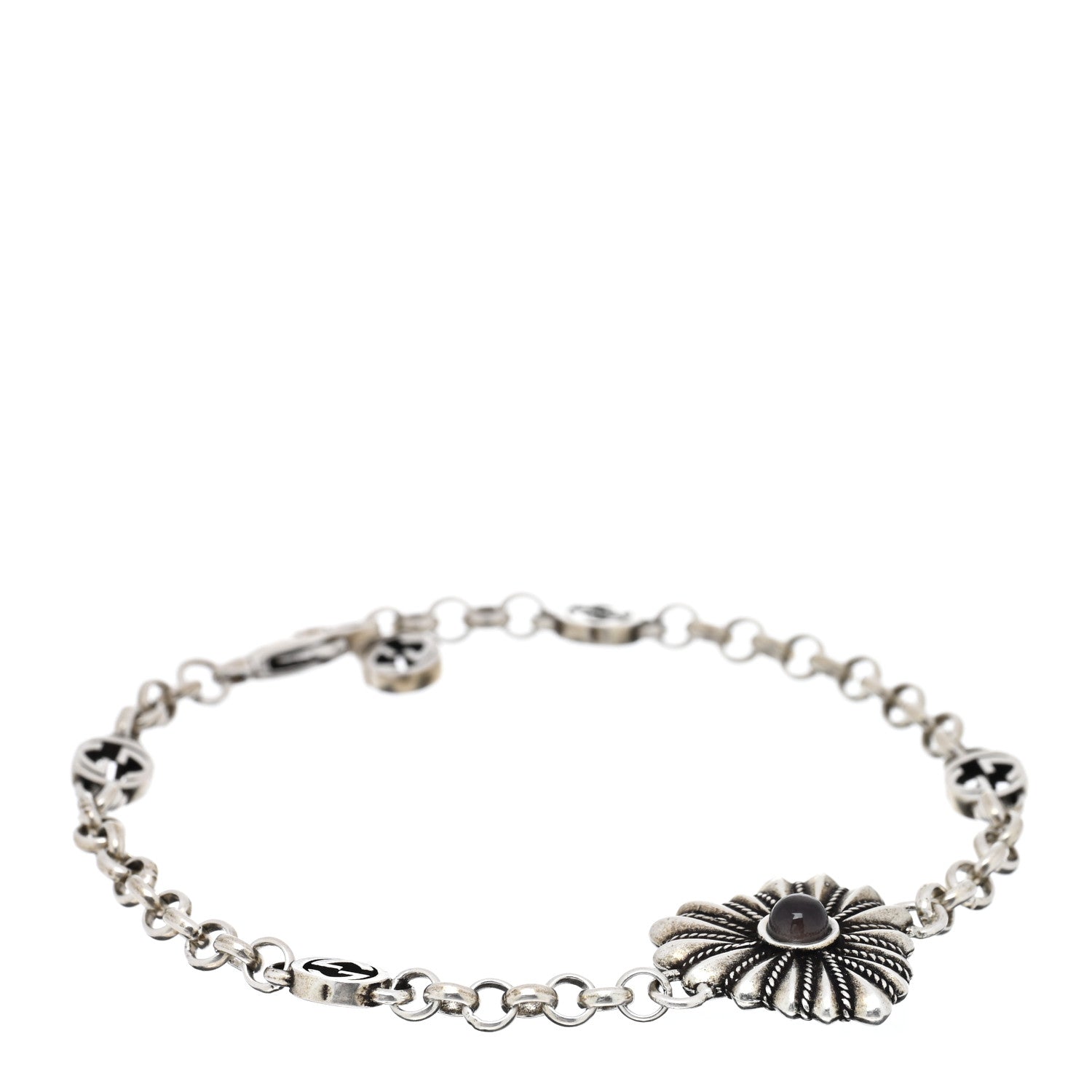 Gucci Sterling Silver Black Mother of Pearl Heart Bracelet 1 of 3