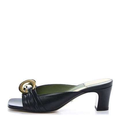 Gucci Malaga Kid Half Moon GG Square Toe Slide Sandals 37 Black 1 of 9