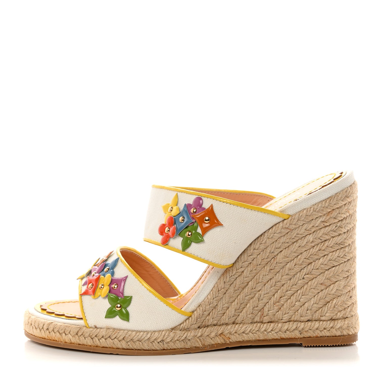 Louis Vuitton Canvas Espadrille Wedge Sandals 38 Multicolor 1 of 9