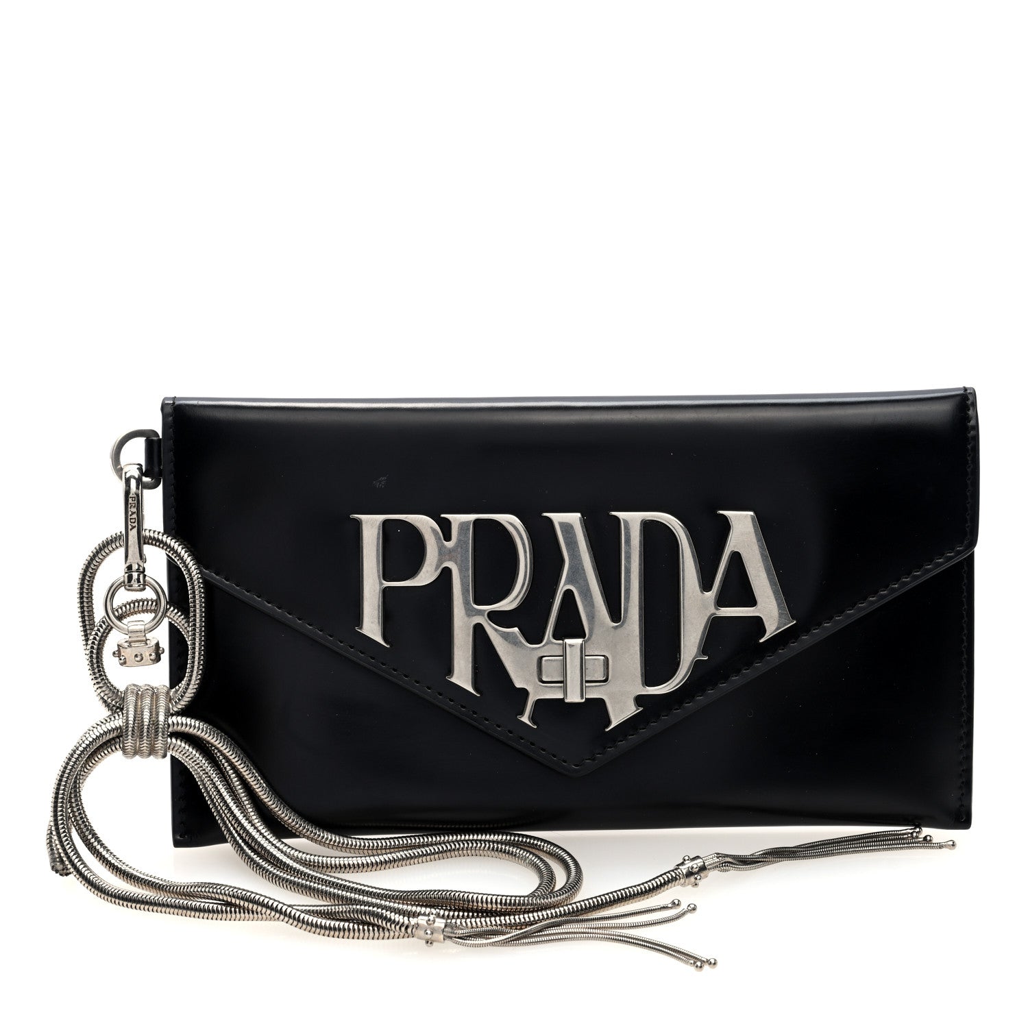 Prada Spazzolato Logo Wristlet Black 1 of 6