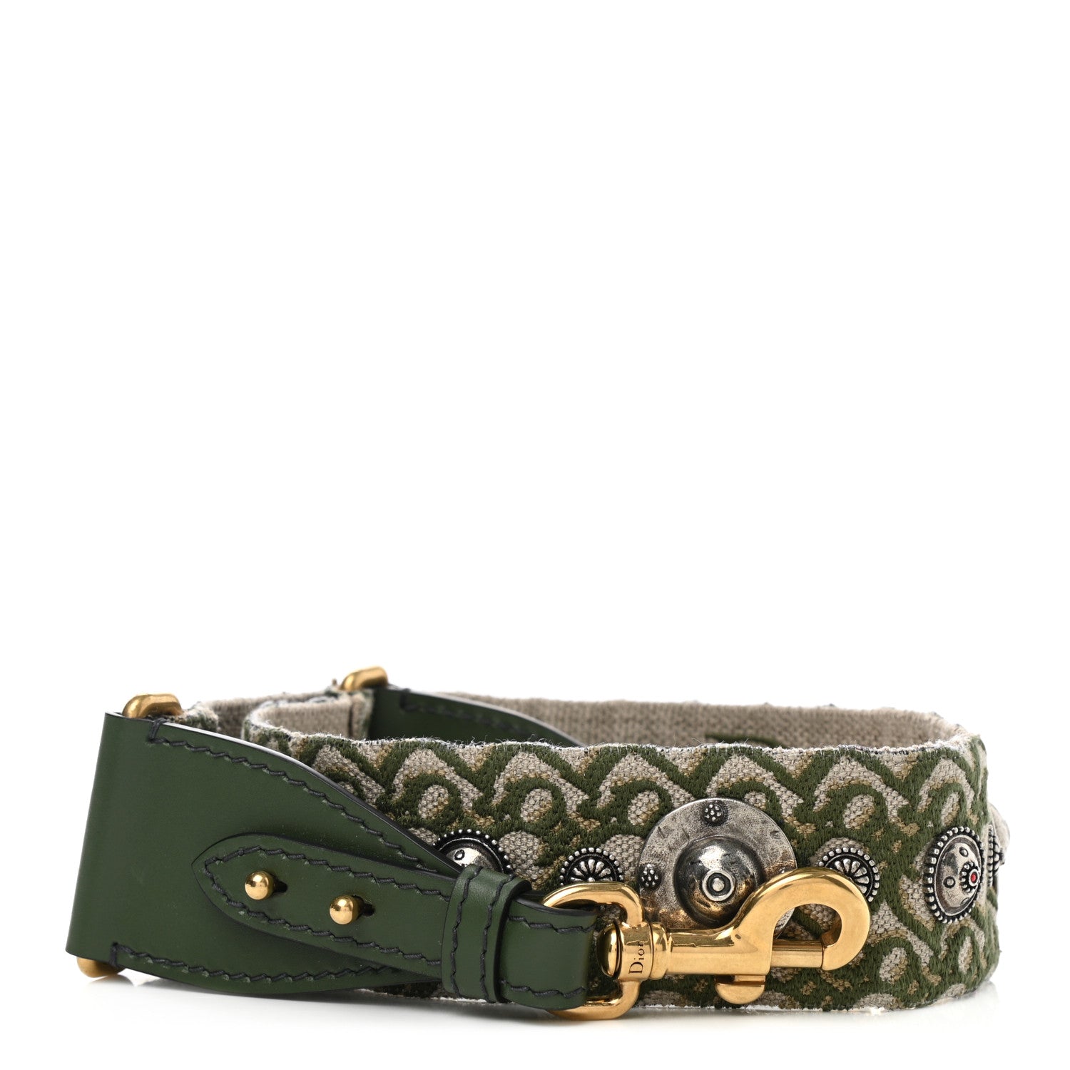 Christian Dior Oblique Studded Shoulder Strap Green Multicolor 1 of 5